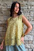 Veronica Embroidered Tank Washed Soft Ochre